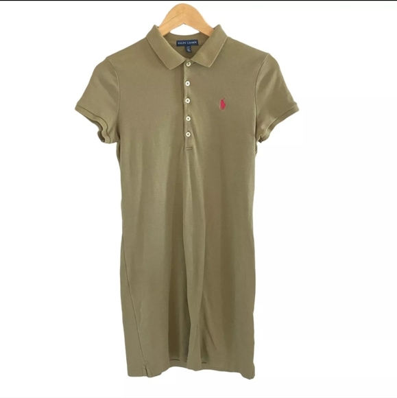 Polo Ralph Lauren Dresses & Skirts - Polo Ralph Lauren olive green short sleeve collared polo t shirt dress